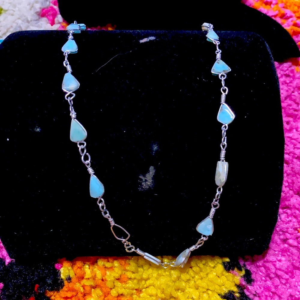 Mint green silver necklace